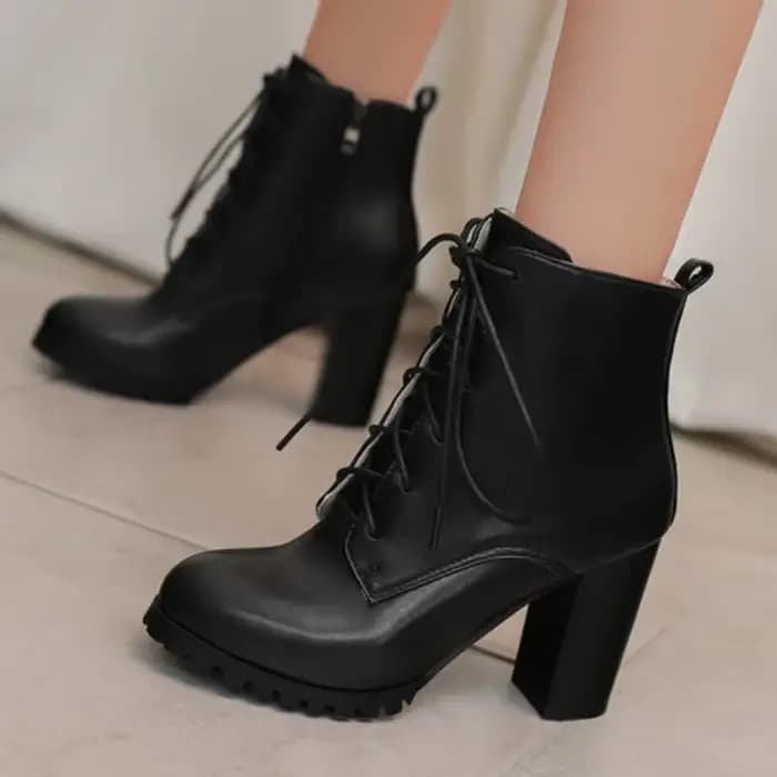 Bottines à talons hauts pour femmes, bottes de moto à plateforme, talons épais, bottes d'équitation 