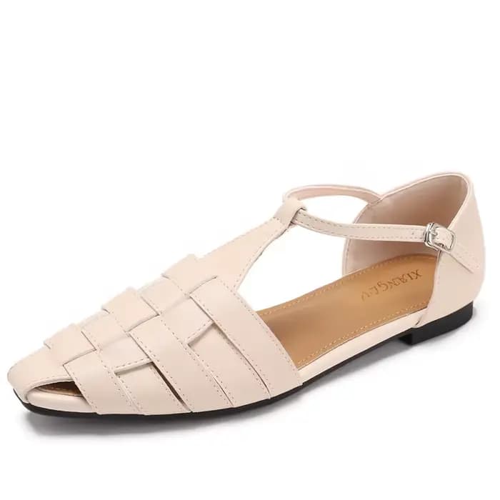 Sandales plates décontractées pour femmes, style romain, bout couvert, à nouer, tressées, style bohè