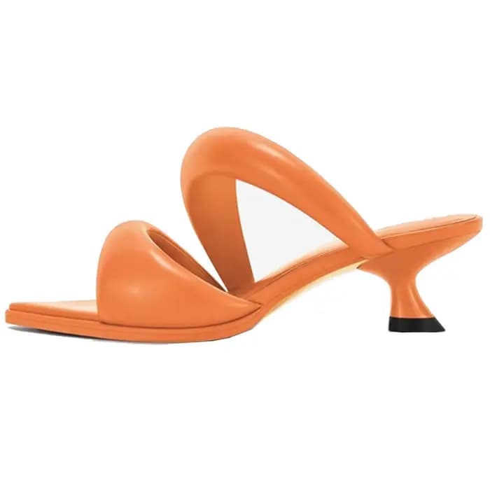 Sandales d'été bleu poudré à bout pointu, talons bas, design à bride unique surdimensionnée, pour un