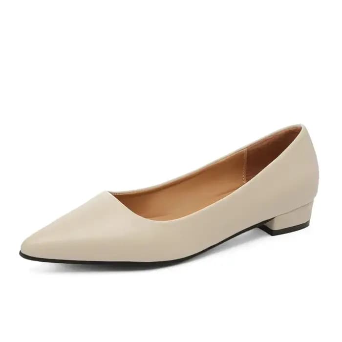 Nouveau bout pointu bouche peu profonde talon carré petites chaussures en cuir femmes élégantes mode