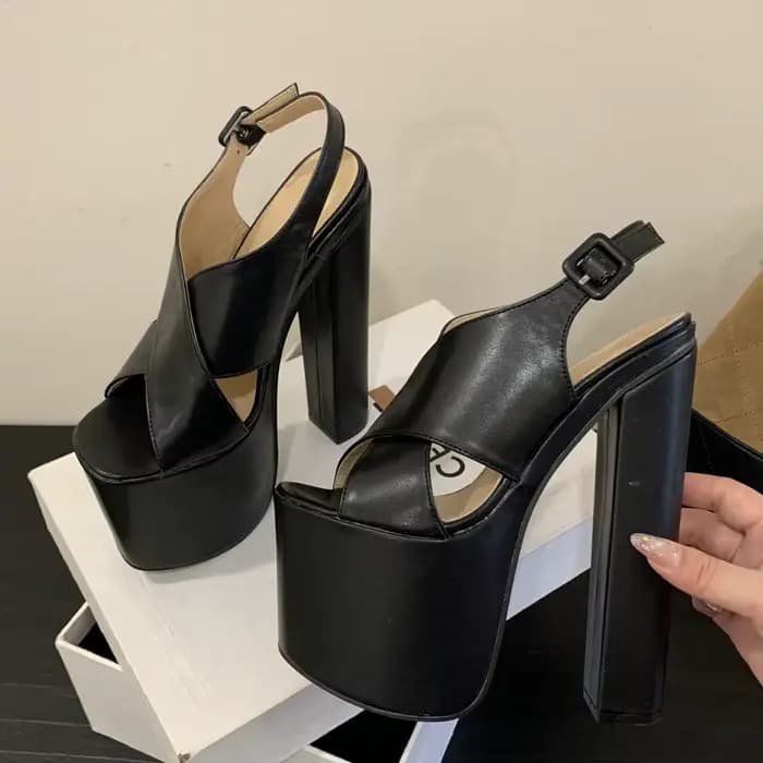 Eilyken 2026 nouvel été plate-forme épaisse sandales à bout ouvert femmes mode talons carrés boucle 