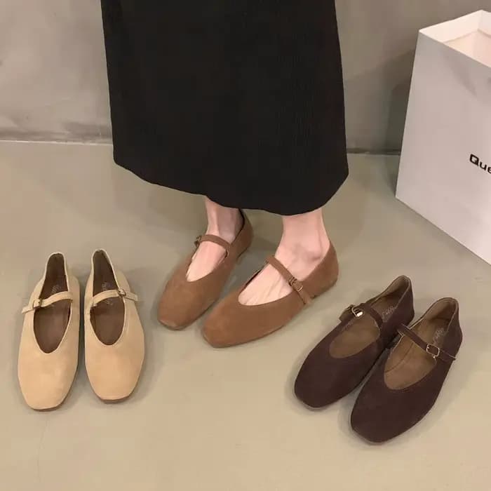 Chaussures de Ballet plates en cuir pour femmes, peu profondes, bout rond, ballerine, mocassins soup