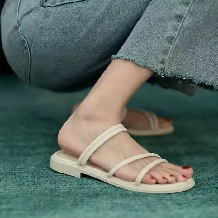 Sandales mules pour femmes, sandales plates à lanières légères et respirantes, chaussures d'été à bo