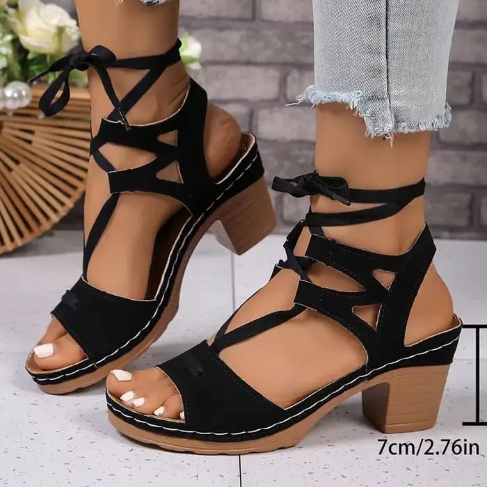 Sandales à talons épais pour femmes, chaussures de gladiateur à plateforme blanche, Style romain, ét