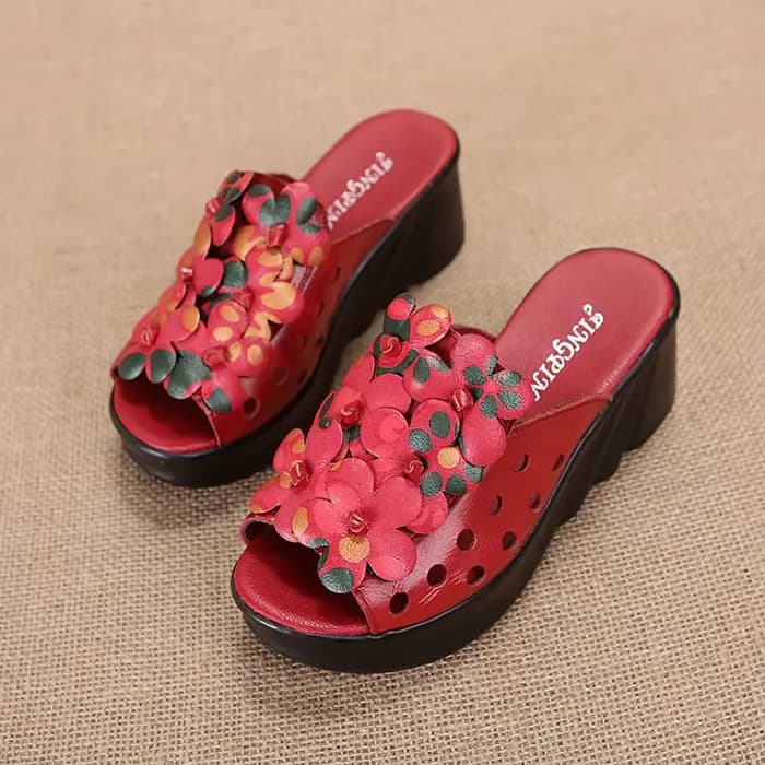 Chaussures découpées en cuir véritable pour femmes, sandales creuses à bouche de poisson, mules à en