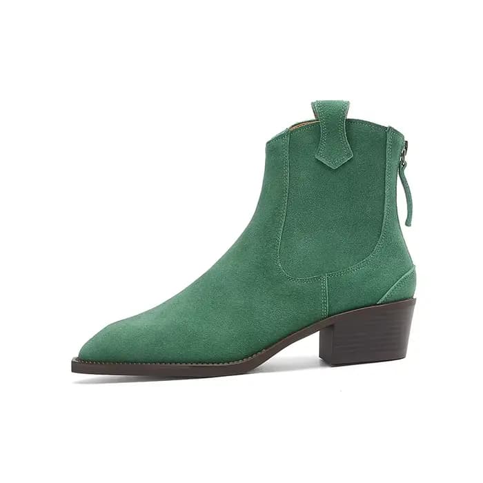 2025 automne hiver tendance vache daim femmes bottes occidentales noir marron kaki violet vert borde