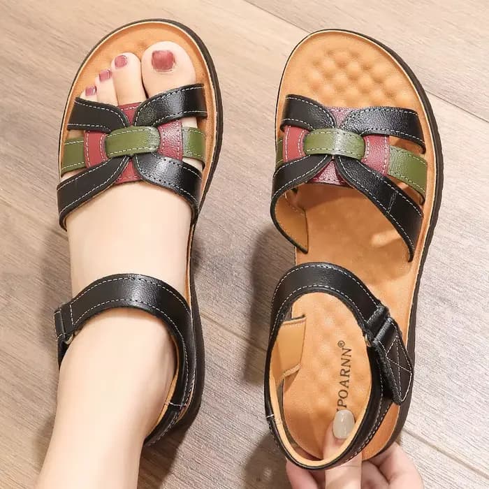 2025 été en cuir femmes sandales chaussures femme décontracté doux sandales à talons compensés femme