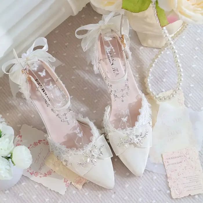 Chaussures Lolita pour femme, talons blancs, chaussures de mariée de luxe, talons élégants 2025, cha