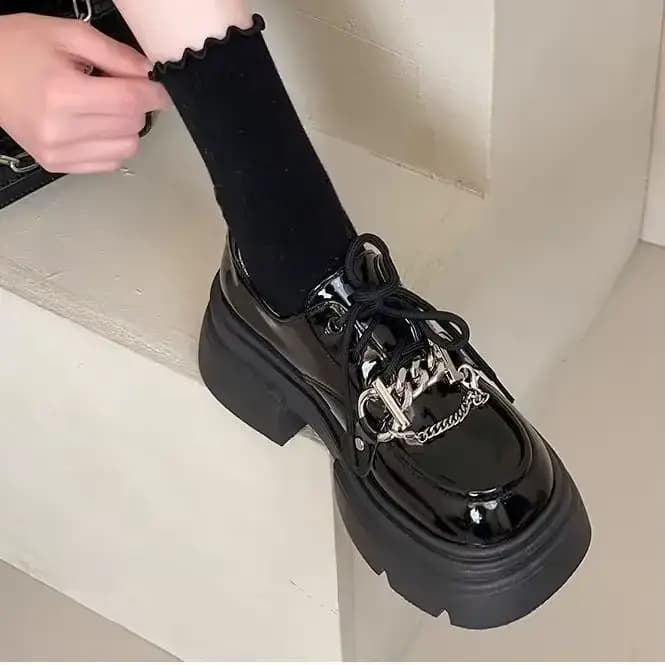 Escarpins à plateforme et bout rond pour femmes, chaussures à talons moyens, Point Chic, antidérapan