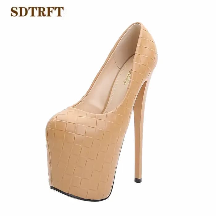 SDTRFT-Chaussures à Plateformes pour Femme, Talons Hauts Fins de 20cm, Escarpins de Club Sexy, Round