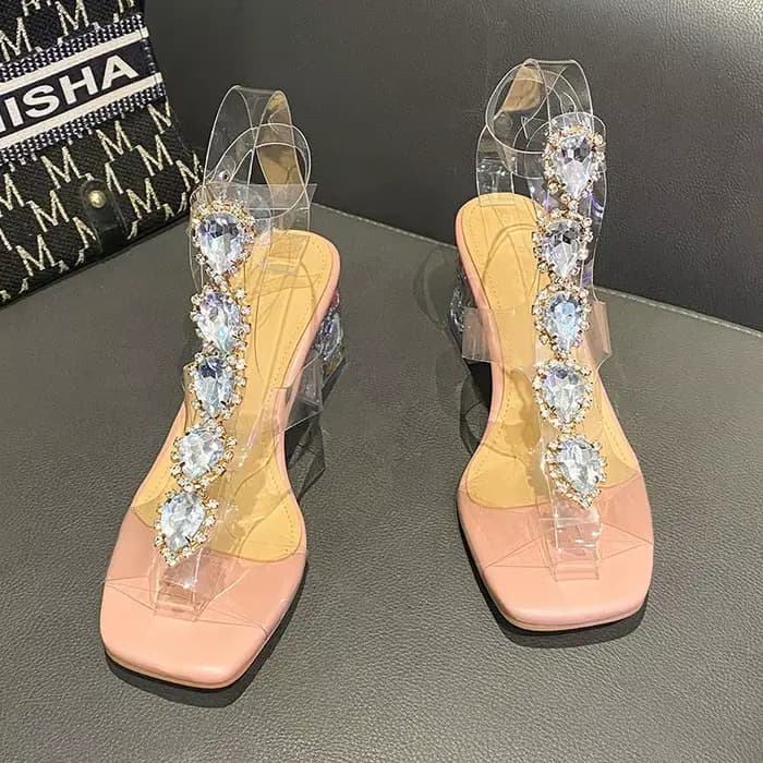 Sandales en plastique à talons bloc, chaussures d'été pour femmes, costume féminin, sangle à boucle 