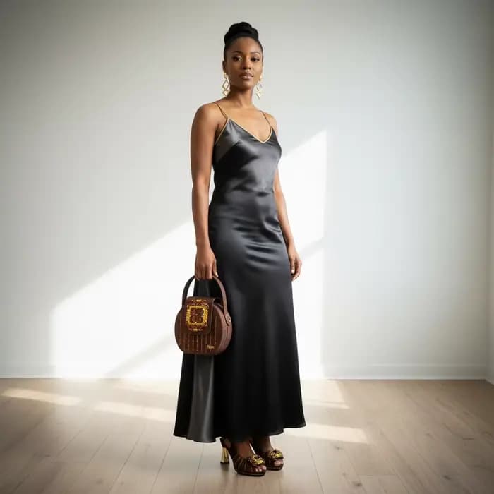 Nouvel ensemble 2026 de sandales à talons hauts marron ornées de strass et de sac pour femme – Éléga