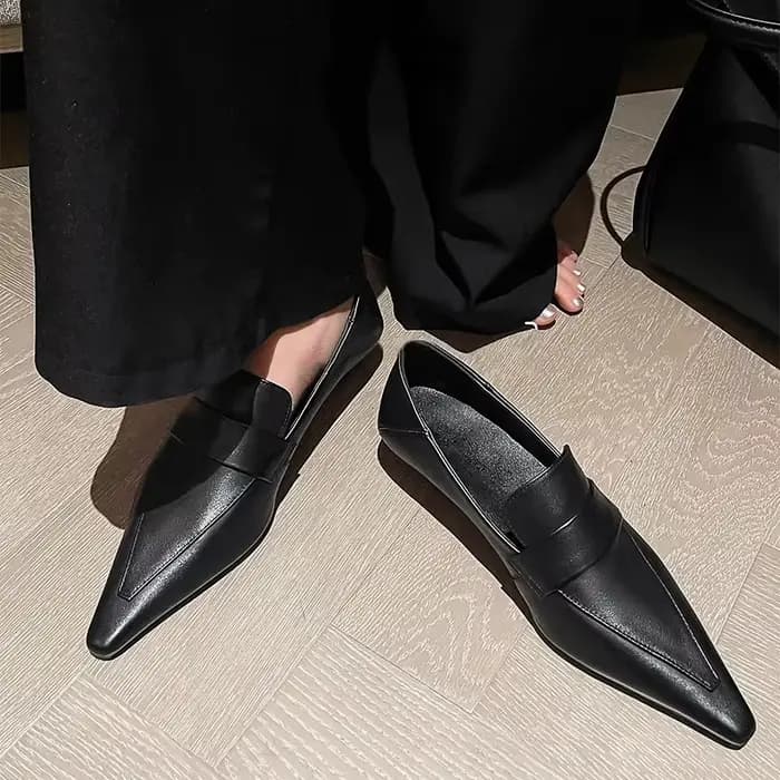 Chaussures à talons et bout pointu pour femmes, chaussures en cuir à la mode, peu profondes, De styl