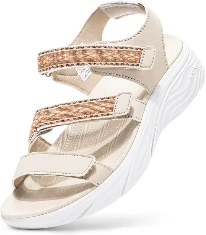 Sandales d'été larges FitVille pour femmes avec soutien de la voûte plantaire, sandales de plage déc
