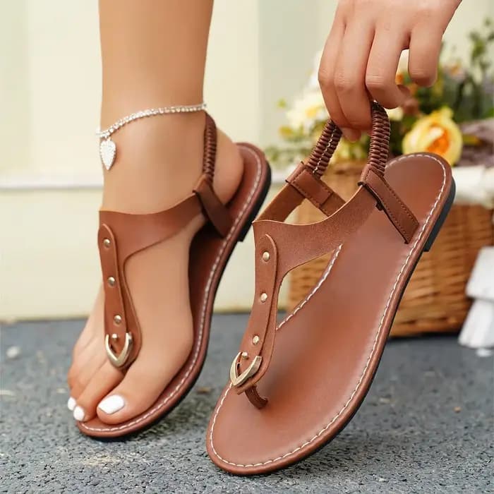 Sandales cloutées pour femmes, simple, couleur unie, extérieur, mince, astronomique, ouvert, à clip,