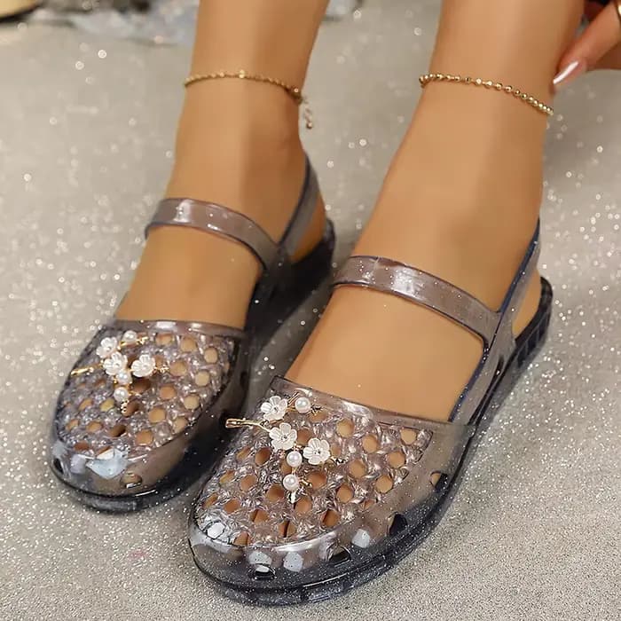 Sandales d'été transparentes en gelée pour femme 2026, plateforme ajourée antidérapante, sandales de