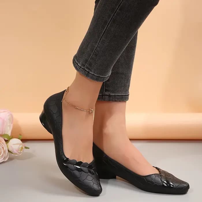 Femmes pompes talon bas en caoutchouc sans lacet antidérapant solide peu profond sans lacet chaussur
