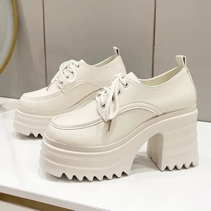 Nouvelles Chaussures à Talons Hauts pour Femme, Style Britannique, Plateforme Épaisse 10CM, Mocassin