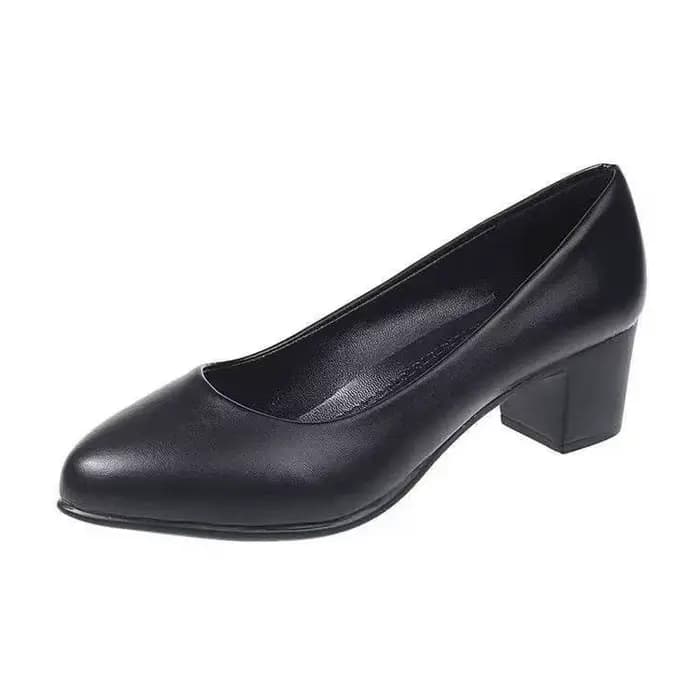 ​ ​ Escarpins à talons bas pour femmes, chaussures formelles noires en cuir véritable, confortables 