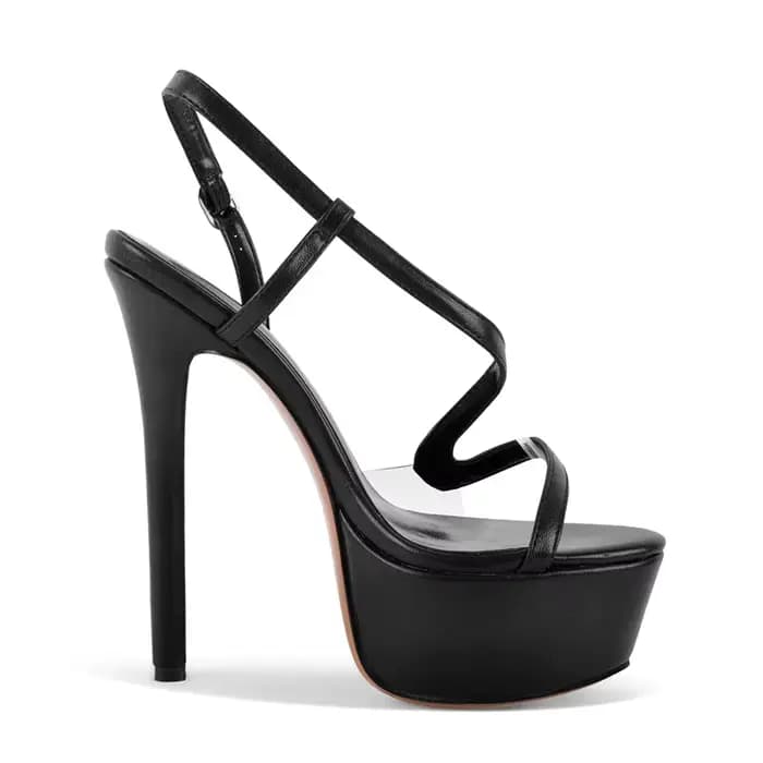 Onlymaker Sandales à plateforme pour femmes, à bout ouvert, à talons fins et hauts, pour soirée, tal