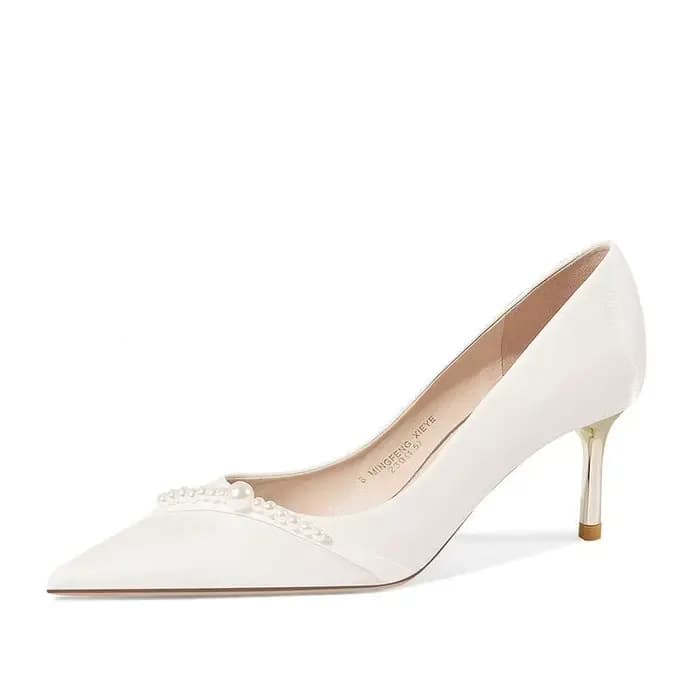Chaussures d'été pour femmes, escarpins de mariée, chaussures de mariage à talons et bout pointu, ta
