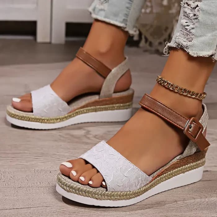 Sandales à l'offre elles compensées pour femmes, espadrilles d'été décontractées, chaussures à plate