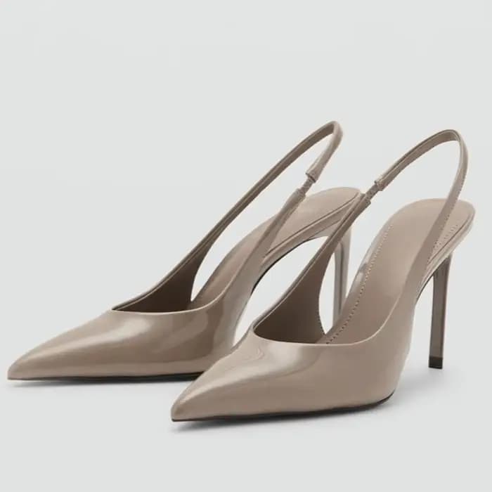 Escarpins à dos nu en Satin marron pour femmes, chaussures Sexy à bout pointu et talons aiguilles po
