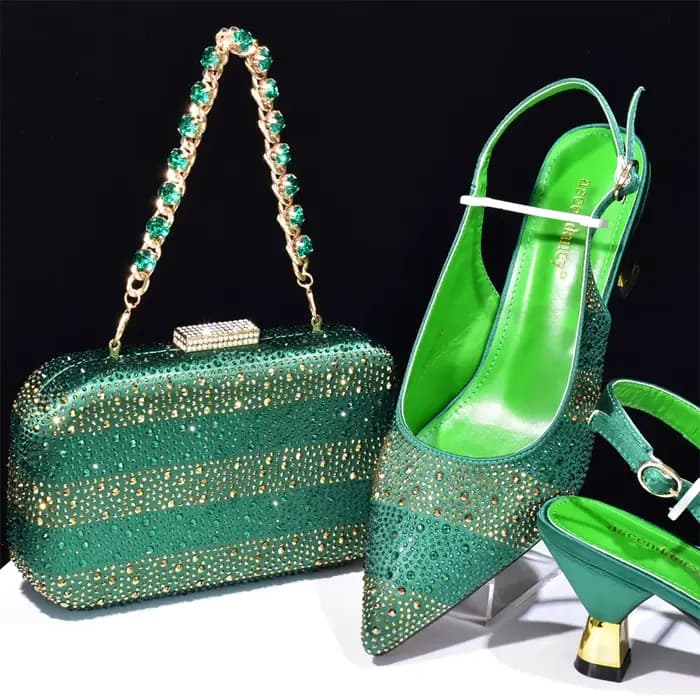 Doershow-Ensembles de chaussures et de sacs italiens, sacs à main en argent de charbon, sacs assorti