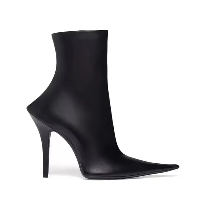 Bout pointu talons aiguilles bottes de chevalier fermeture éclair latérale solide grande taille Patc
