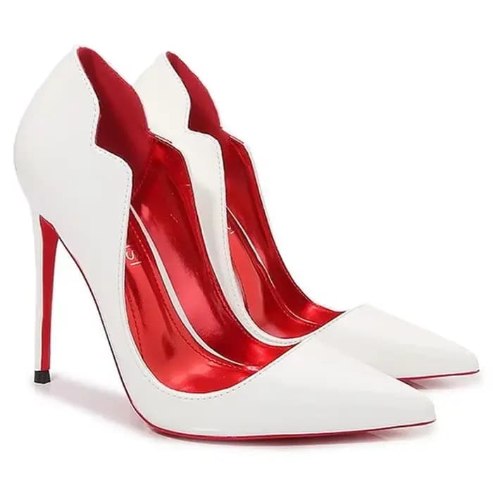 Escarpins en cuir verni à talons hauts et fins pour femmes, chaussures simples à bout pointu, bouche