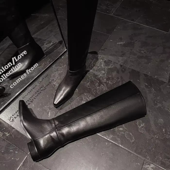 Aucegi Bottes hautes confortables à bout rond pour femme, nouvelle collection printemps-automne, tal