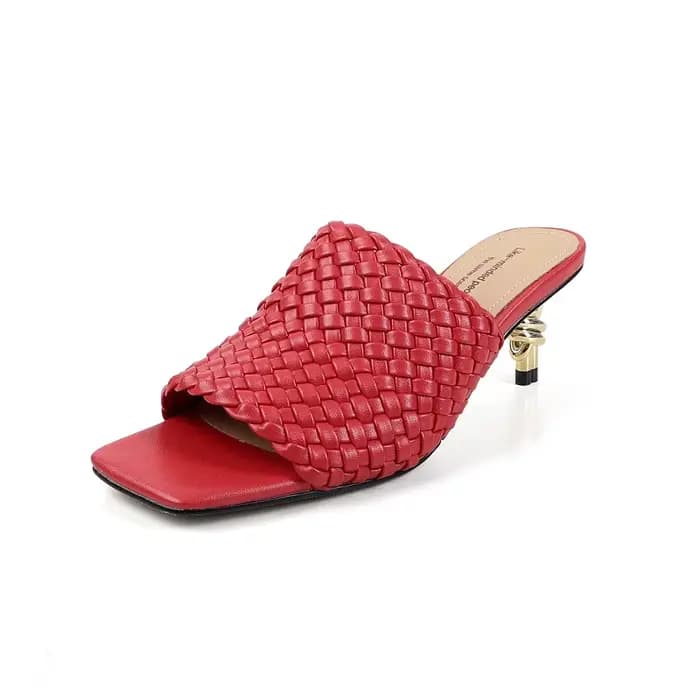 Sandales d'été femmes Style concis pantoufles tissage sandales pour filles Sexy chaton talon robe él