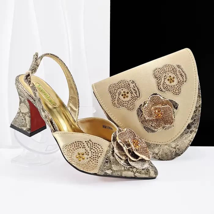 Chaussures et sac à talons hauts pour femmes, nouveau Design italien, Design floral, fête de mariage