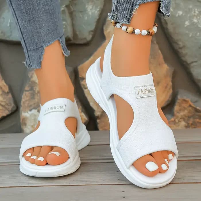 Sandales pour femmes 2026 Sandales compensées en tissu élastique tricoté à enfiler Chaussures de mar