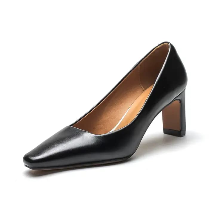 Chaussures en cuir à talons hauts pour femmes, escarpins rétro français, chaussures simples, talon m