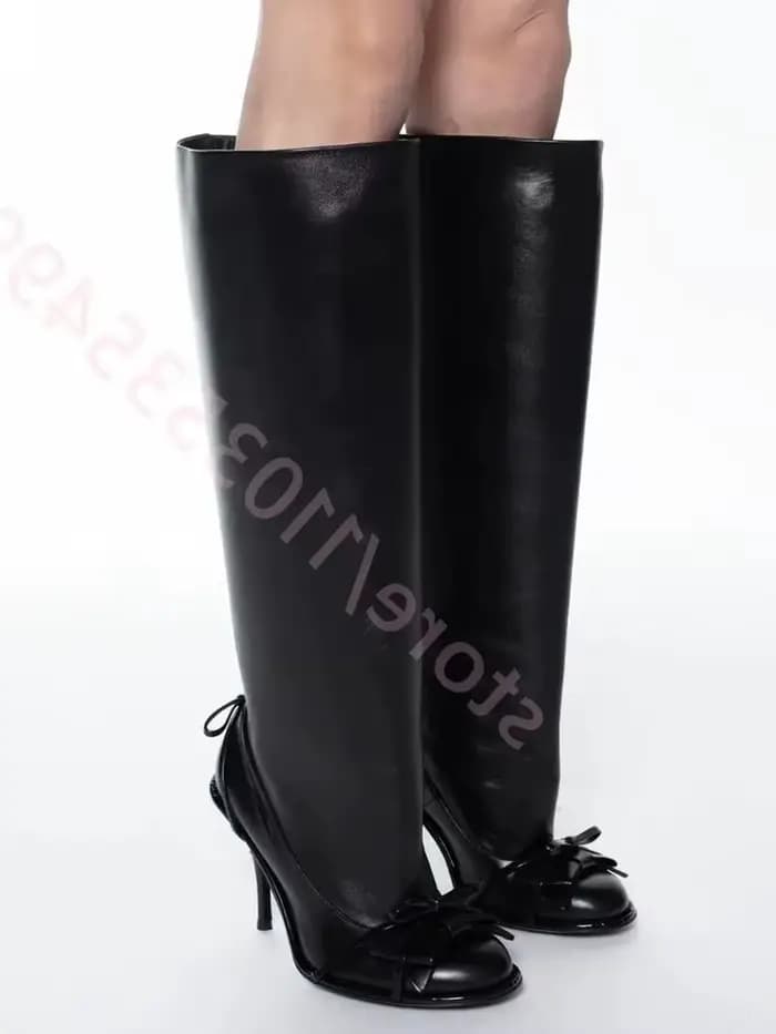2025 automne vert rond arc genou-bottes nouveaux modèles défilé Sexy dames Stiletto botte longue noi