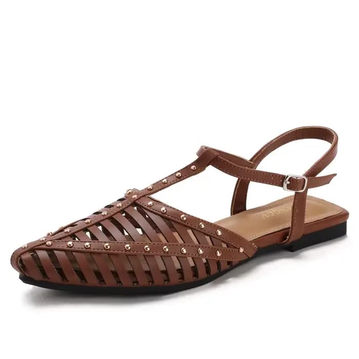 Sandales Rétro Femme 2026 Nouvelle Collection Été – Chaussures Décontractées Plates à Rivets Style R