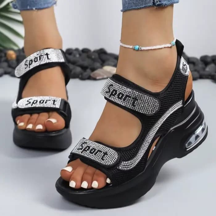 Sandales d'été à bout rond, semelle épaisse, confortables, décontractées, élégantes et sexy à talons