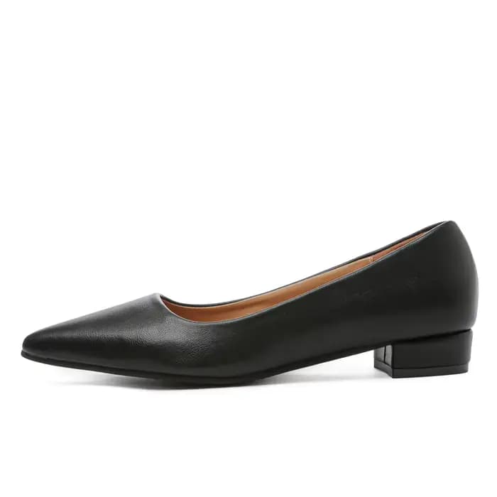 Nouveau bout pointu bouche peu profonde talon carré petites chaussures en cuir femmes élégantes mode