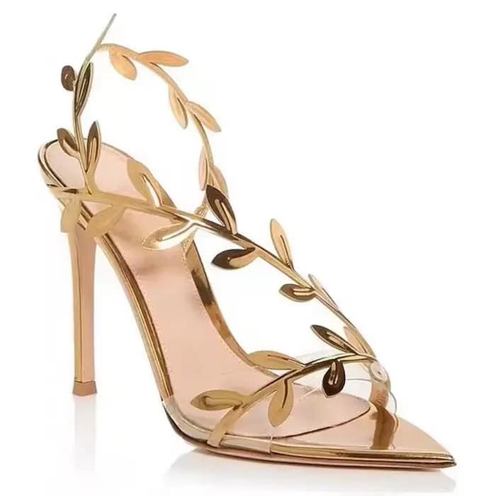 Escarpins Femme Tendance Été 2026 – Sandales Sexy Dorées à Talons Hauts Fins et Bout Ouvert pour Dam