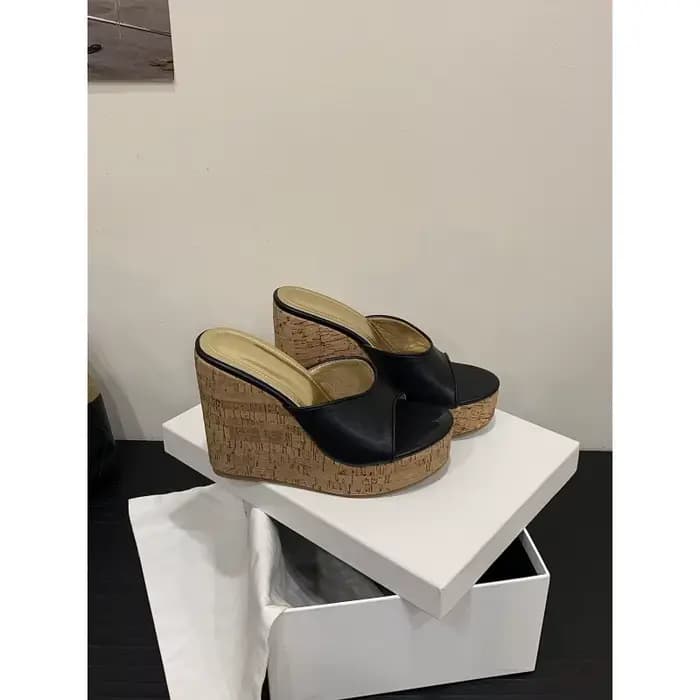 RYAMAG – diapositives compensées à talons hauts, Mules élégantes pour femmes, couleur unie, Design f