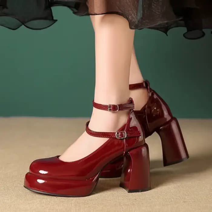 Nouvelles Chaussures à Talons Hauts Automne 2026 pour Femme en Cuir Verni à Bout Rond, Modèle Mary Jane Polyvalent à Bride Unique