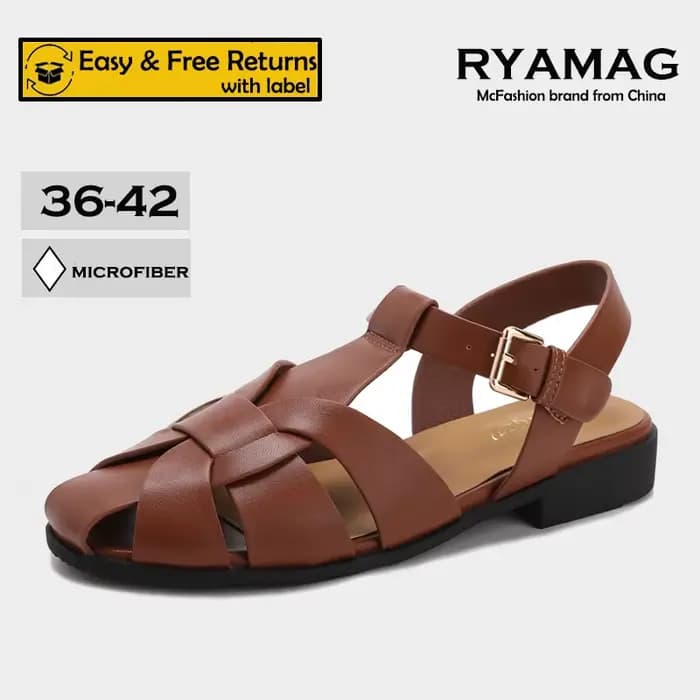 RYAMAG Sandales de gladiateur tissées rétro