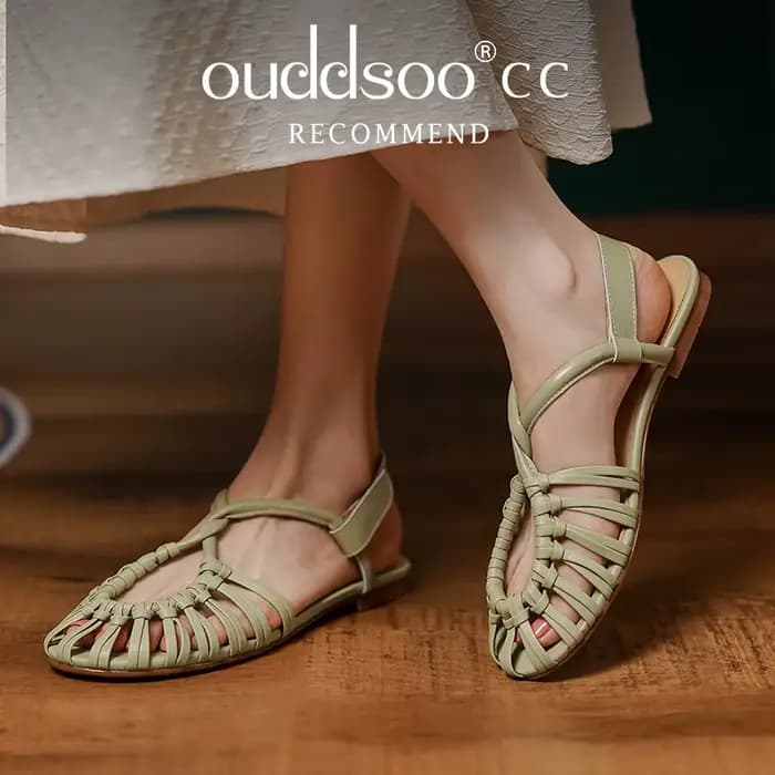 Ods-Sandales en cuir véritable pour femmes