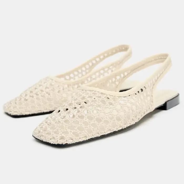 Tissage maille respirant Mules sandales pour femmes été nouveau Slingback chaussures de plage décontracté bout carré mode ballerines dames