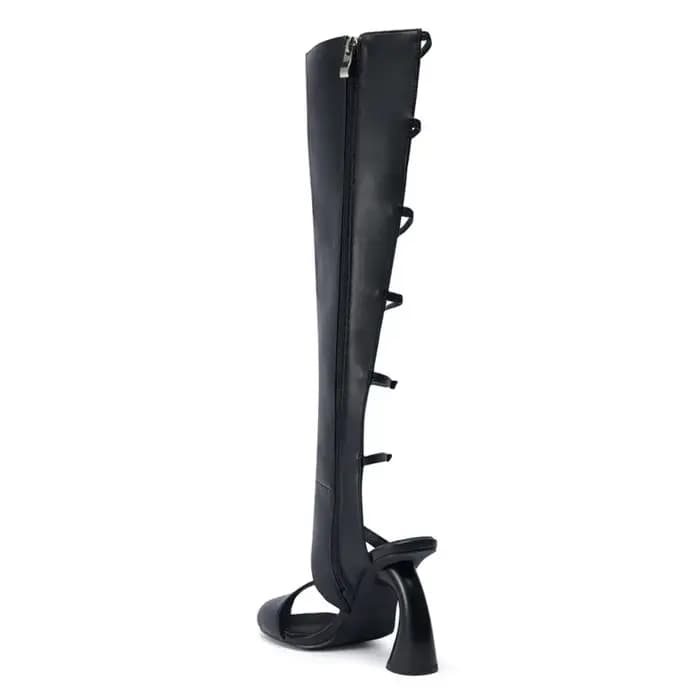 Sandales à talons hauts épaisses et originales, style été 2026 Europe et Amérique, bottes tendance à tube haut et bride fine, style défilé