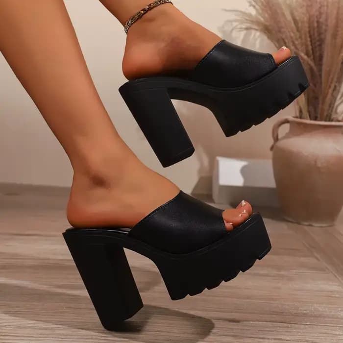 Pantoufles à plateforme à talons carrés pour femmes