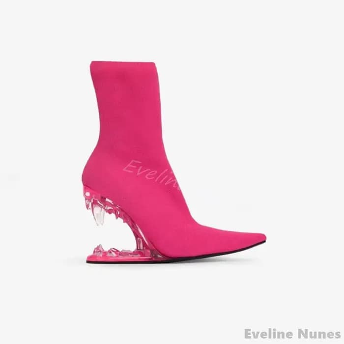 Bottes extensibles à talons en dents de tigre géantes en métal pour femmes