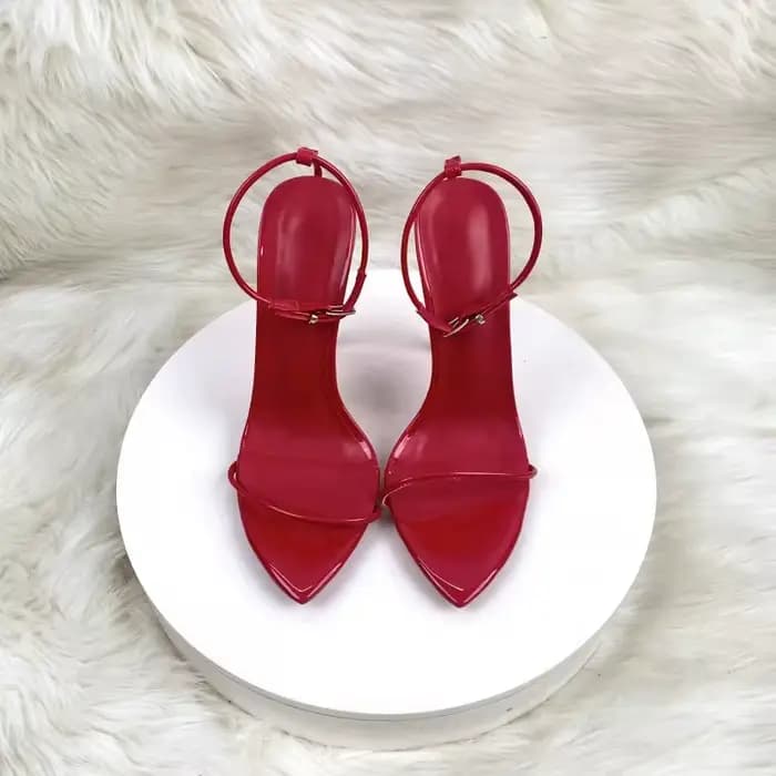 Sandales à talons hauts rouges, talon ultra-fin de 12 cm, grande taille, nouveau style dopamine 2026, bride unique, bout ouvert pour femmes