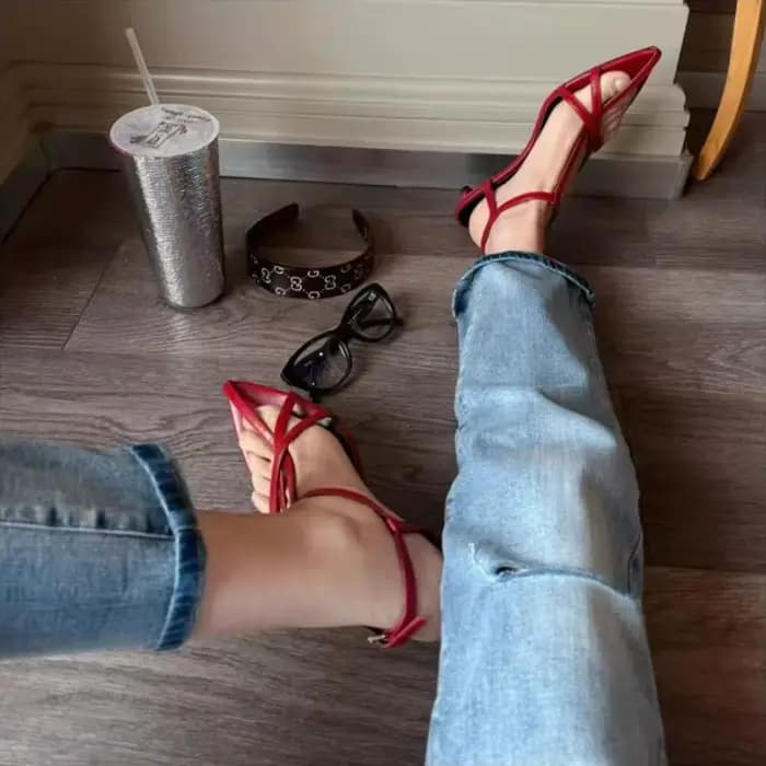 Femmes sandale été nouvelle mode bande étroite dames gladiateur chaussures mince talon bas bride à la cheville robe